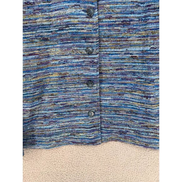Coldwater Creek Blazer Jacket Women's Size PL Blue Striped Tweed Texture - Picture 3 of 11
